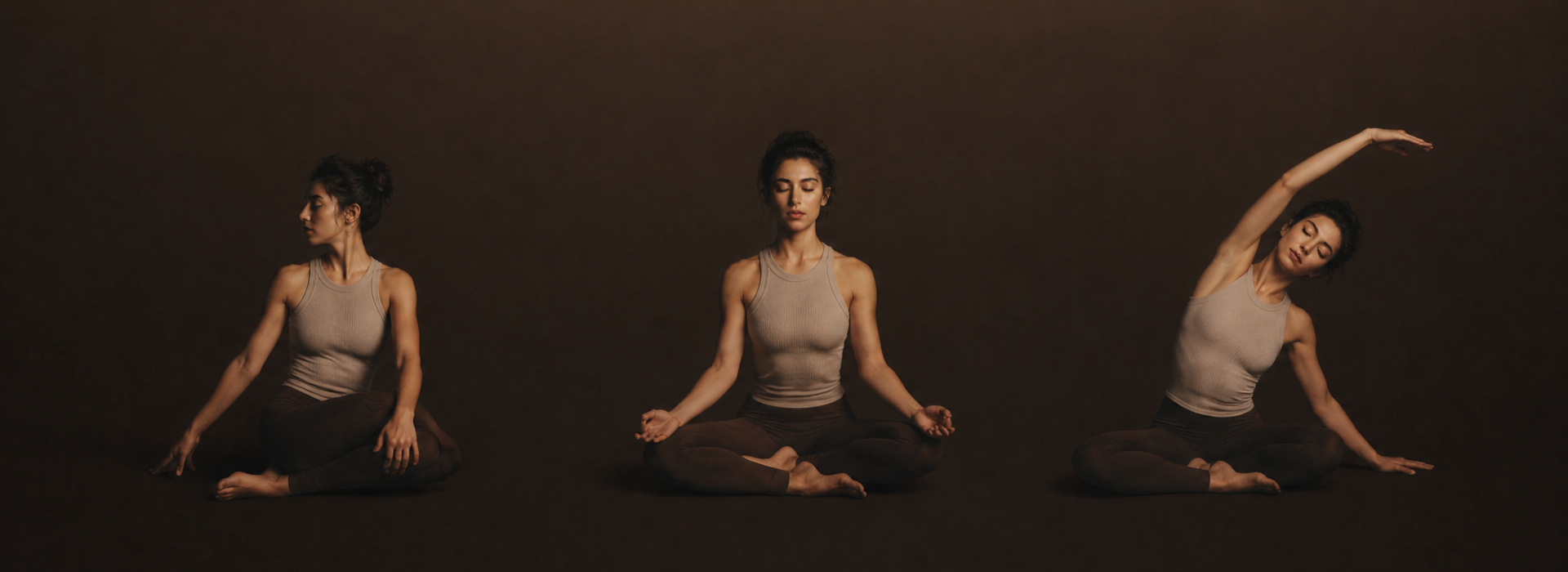 Mujer haciendo 3 posturas de yoga